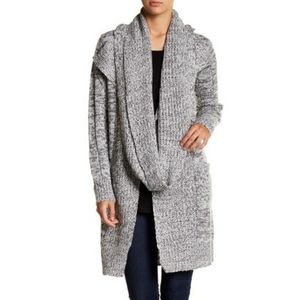 Planet Gold Long Sleeve Cardigan W/Attached Scarf